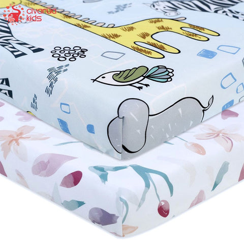 Image of Newborn Baby Fitted Crib Sheets130*70 cm Cartoon Print Bed