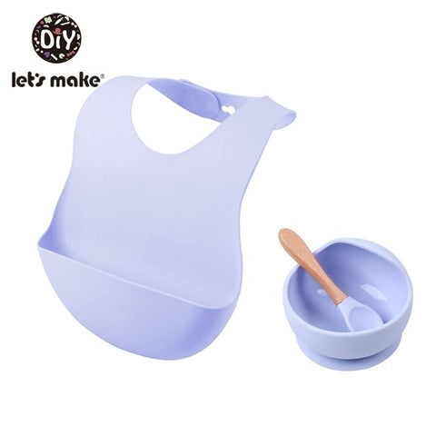 Image of 1set Silicone Baby Feeding Set Waterproof Spoon
