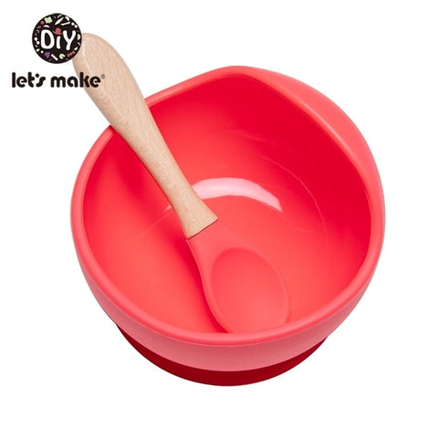 Image of 1set Silicone Baby Feeding Set Waterproof Spoon
