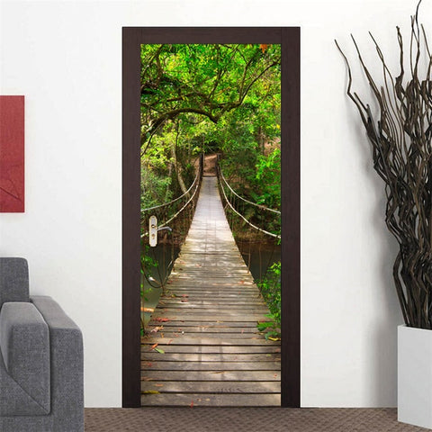 Image of Scenery Wood Grain Door Sticker