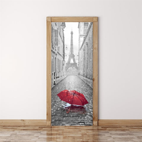 Image of Scenery Wood Grain Door Sticker