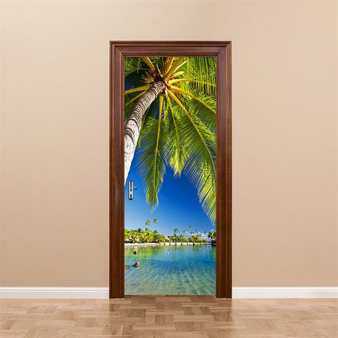 Image of Scenery Wood Grain Door Sticker