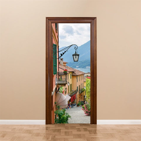 Image of Scenery Wood Grain Door Sticker