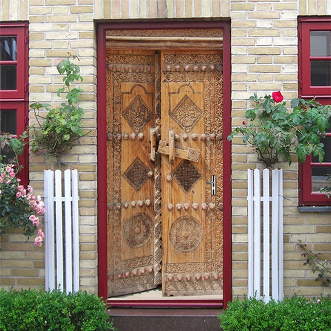 Image of Scenery Wood Grain Door Sticker