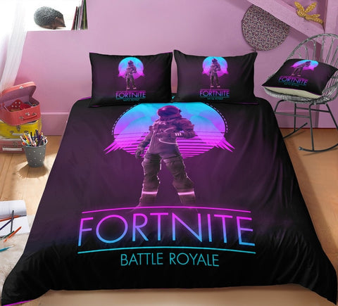 Image of 3D Cartoon Bedding Suit Fortnites Quilt Cover Fortress