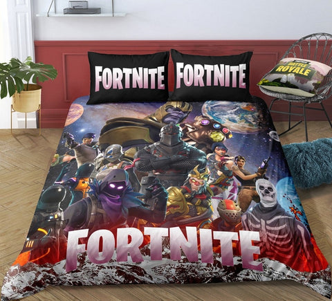 Image of 3D Cartoon Bedding Suit Fortnites Quilt Cover Fortress