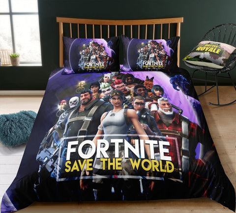 Image of 3D Cartoon Bedding Suit Fortnites Quilt Cover Fortress