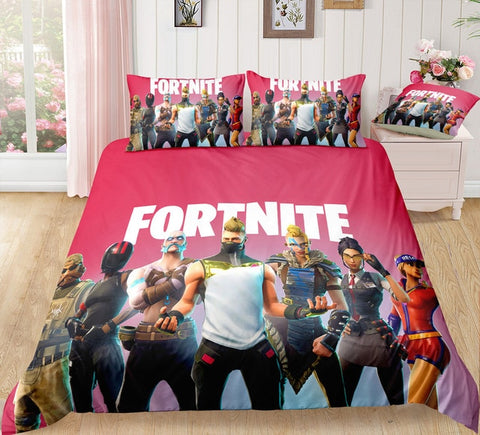 Image of 3D Cartoon Bedding Suit Fortnites Quilt Cover Fortress