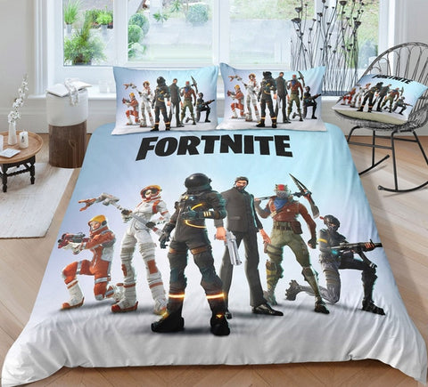 Image of 3D Cartoon Bedding Suit Fortnites Quilt Cover Fortress