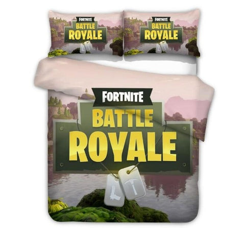 Image of 3D Cartoon Bedding Suit Fortnites Quilt Cover Fortress