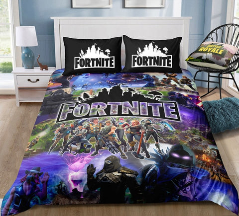 Image of 3D Cartoon Bedding Suit Fortnites Quilt Cover Fortress