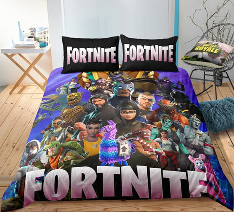 Image of 3D Cartoon Bedding Suit Fortnites Quilt Cover Fortress