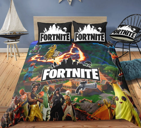 Image of 3D Cartoon Bedding Suit Fortnites Quilt Cover Fortress