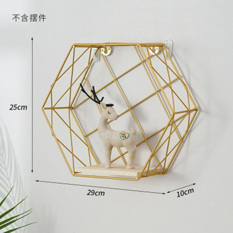 Image of Nordic Iron Hexagonal Grid Wall Storage rack Shelf