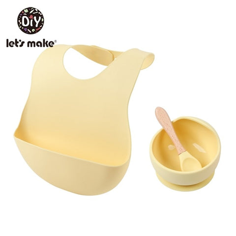 Image of 1set Silicone Baby Feeding Set Waterproof Spoon