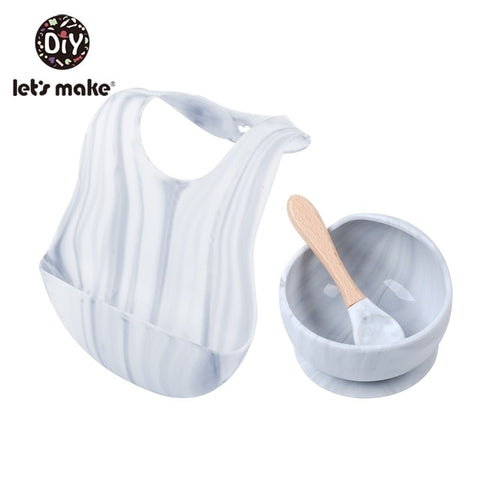 Image of 1set Silicone Baby Feeding Set Waterproof Spoon