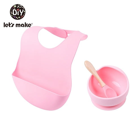 Image of 1set Silicone Baby Feeding Set Waterproof Spoon