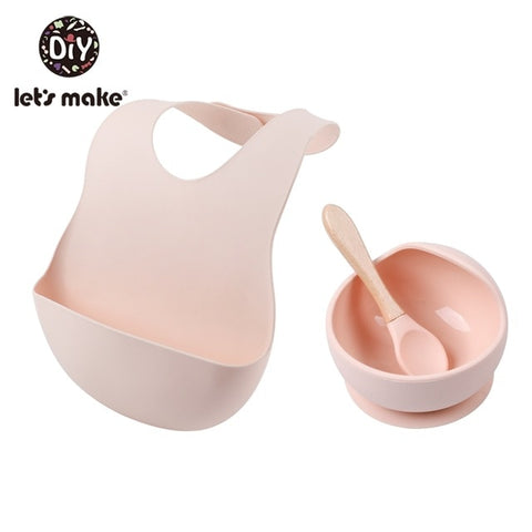 Image of 1set Silicone Baby Feeding Set Waterproof Spoon