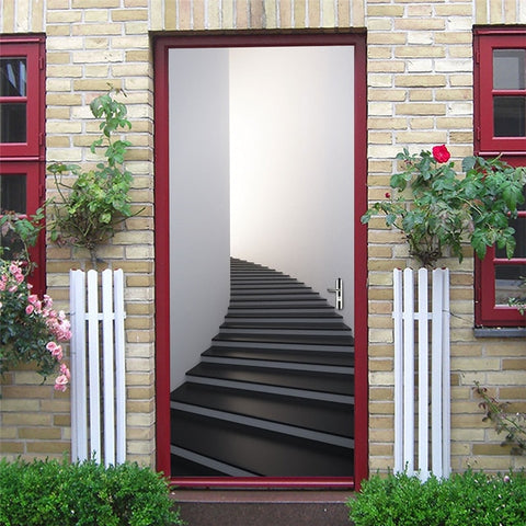 Image of Scenery Wood Grain Door Sticker