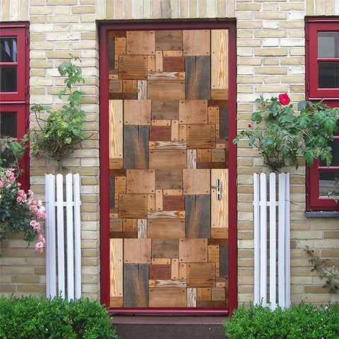 Image of Scenery Wood Grain Door Sticker