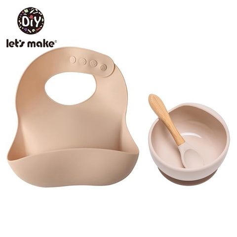 Image of 1set Silicone Baby Feeding Set Waterproof Spoon