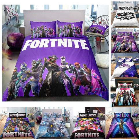Image of 3D Cartoon Bedding Suit Fortnites Quilt Cover Fortress