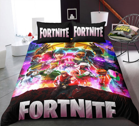 Image of 3D Cartoon Bedding Suit Fortnites Quilt Cover Fortress