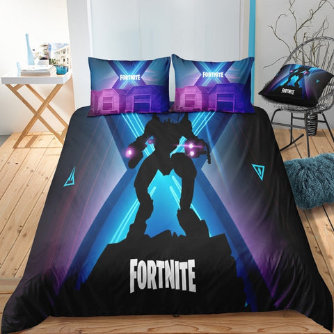Image of 3D Cartoon Bedding Suit Fortnites Quilt Cover Fortress
