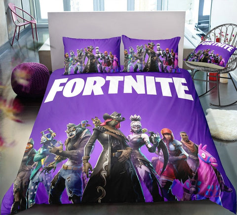Image of 3D Cartoon Bedding Suit Fortnites Quilt Cover Fortress