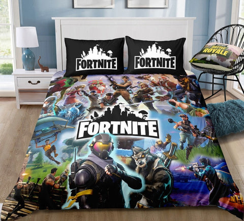 Image of 3D Cartoon Bedding Suit Fortnites Quilt Cover Fortress