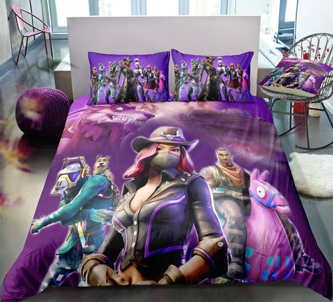 Image of 3D Cartoon Bedding Suit Fortnites Quilt Cover Fortress