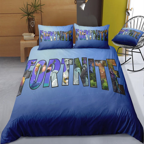 Image of 3D Cartoon Bedding Suit Fortnites Quilt Cover Fortress