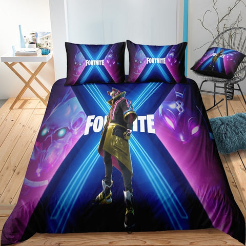 Image of 3D Cartoon Bedding Suit Fortnites Quilt Cover Fortress