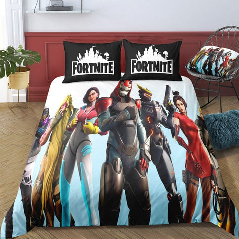 Image of 3D Cartoon Bedding Suit Fortnites Quilt Cover Fortress