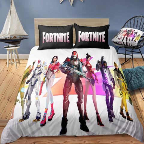 Image of 3D Cartoon Bedding Suit Fortnites Quilt Cover Fortress