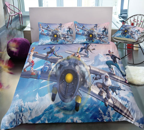 Image of 3D Cartoon Bedding Suit Fortnites Quilt Cover Fortress